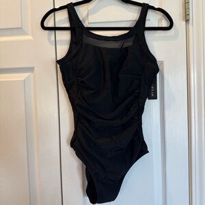Black Ruched One-Piece Swimsuit